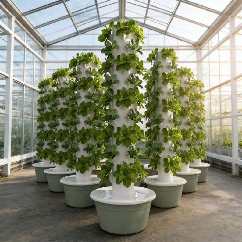 Towers in greenhouse